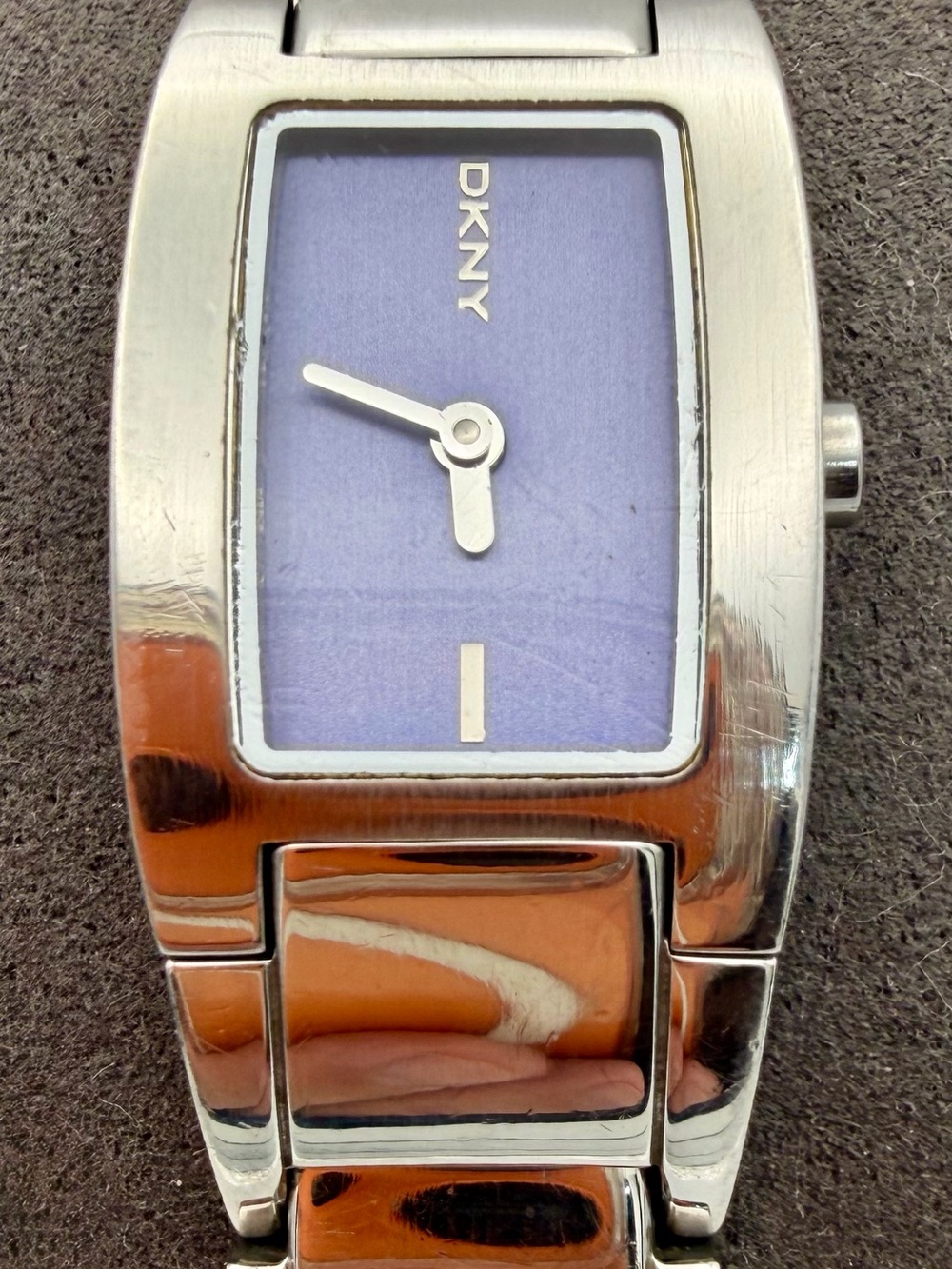 DKNY Silver Tone Bracelet Watch with Lavender Dial